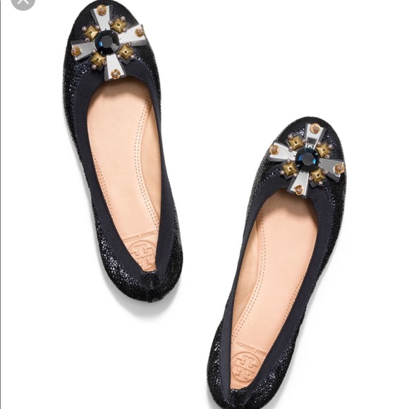 Tory Burch Shoes - Tory burch Bonnie Metallic Ballet Flat in Blue